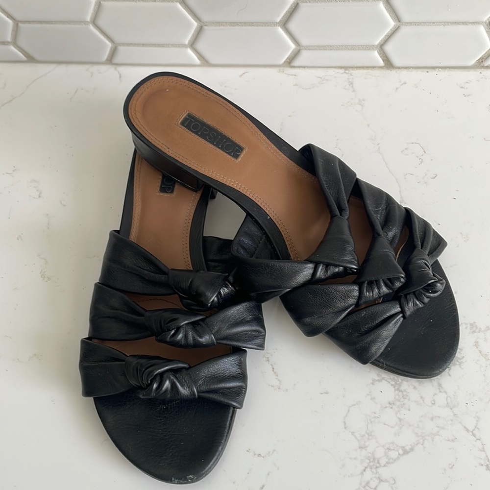 Leather slide sandals Topshop